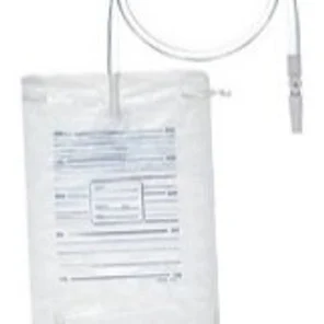 Мочеприемник прикроватный объемом 2000 мл с трубкой и Т-образным сливным краном с системой крепления, без порта.